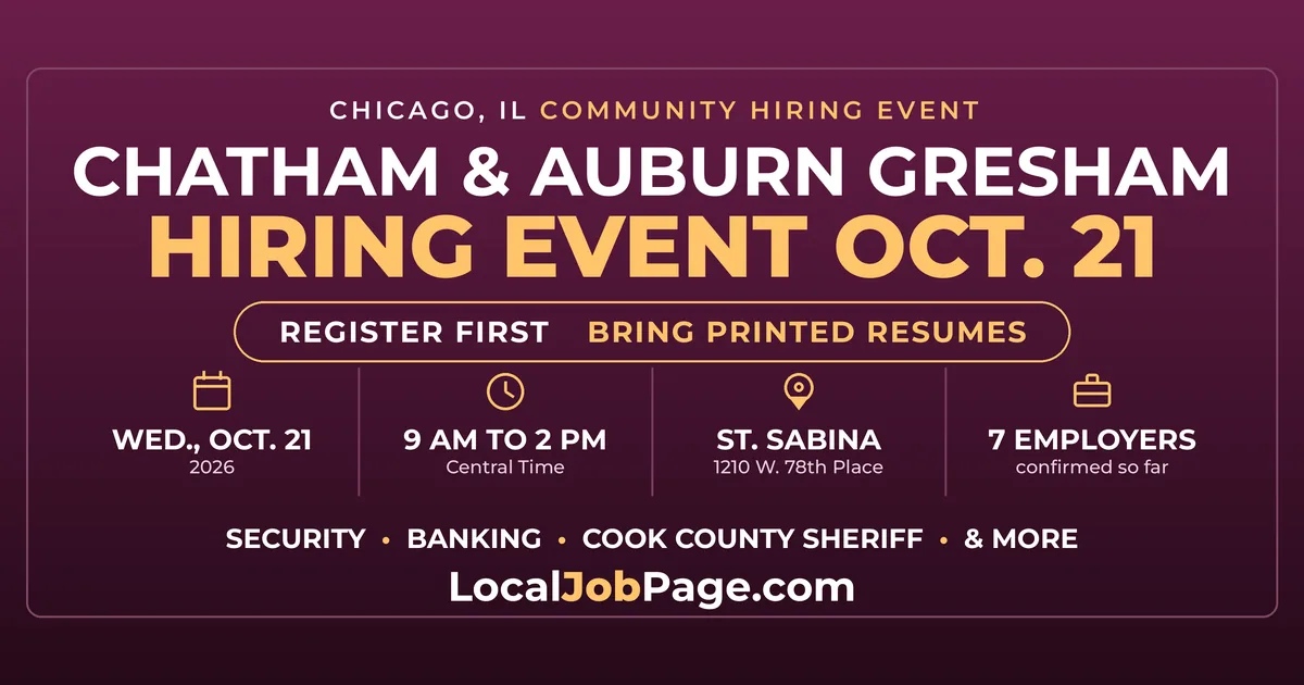 Chatham and Auburn Gresham Community Hiring Event Oct. 21 at St. Sabina