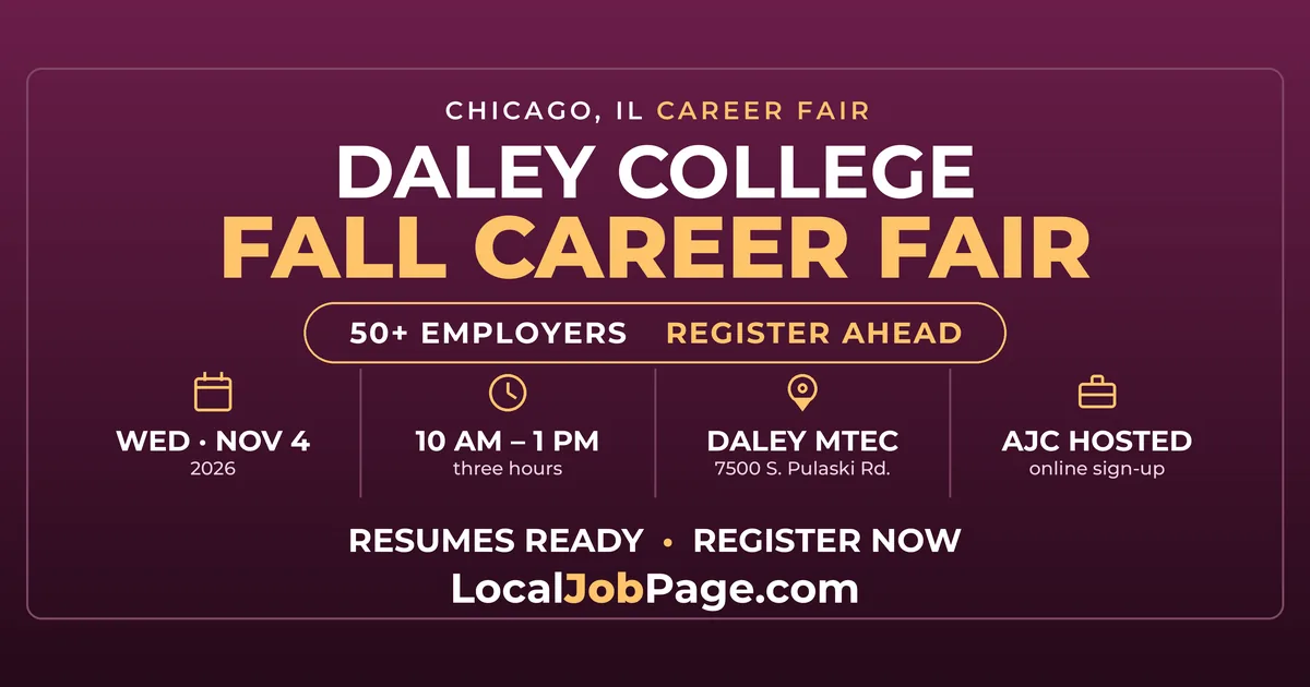 Daley College Fall Career Fair November 4: 50+ Employers on Chicago's Southwest Side