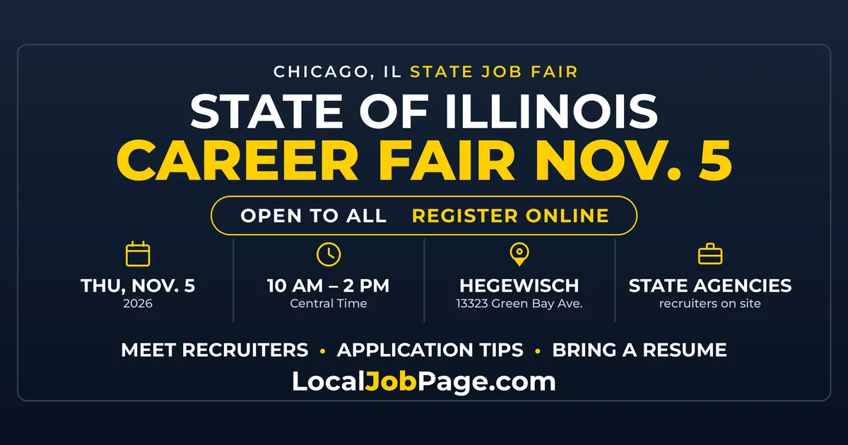 State of Illinois Career Fair Nov. 5 at Hegewisch Community Center